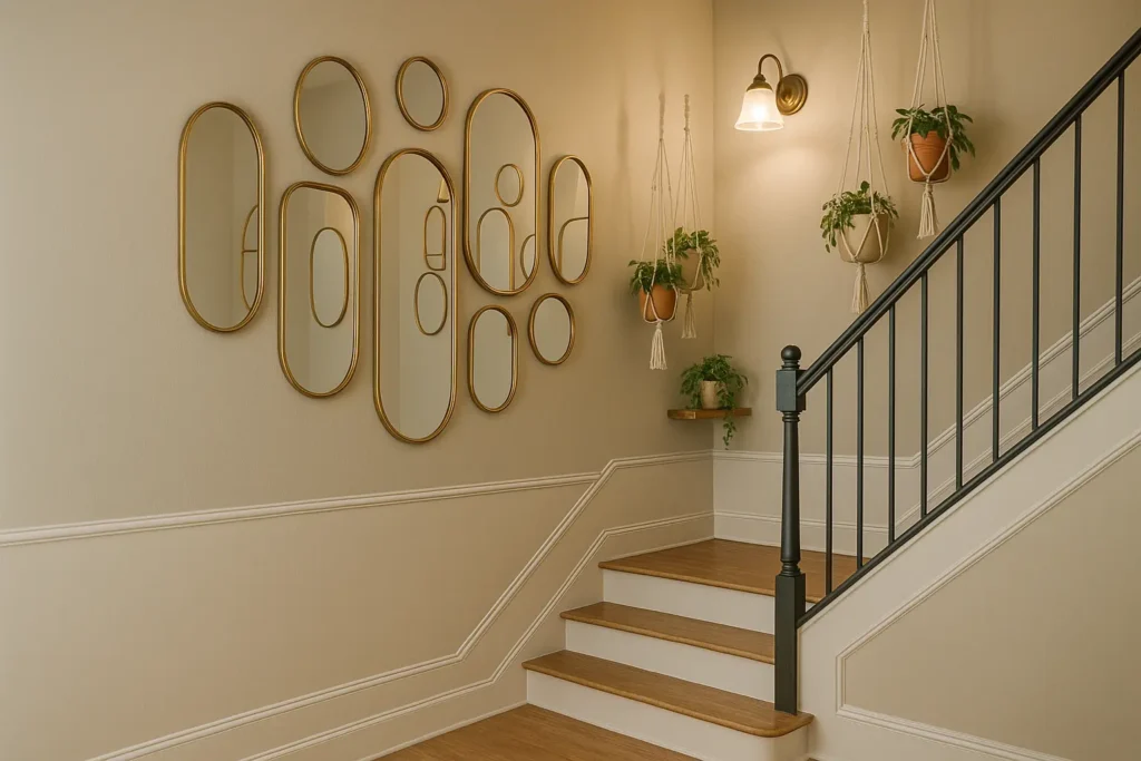 Miroirs et jeux de lumière pour habiller la cage d'escalier