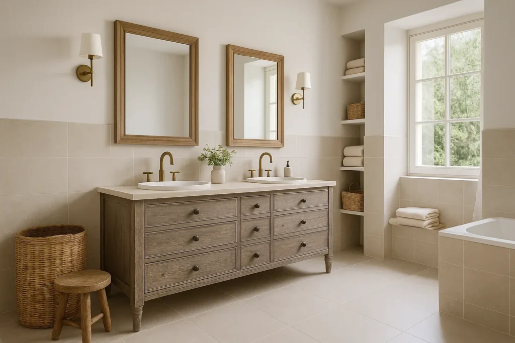 Pour une salle de bain deco campagne chic serreine