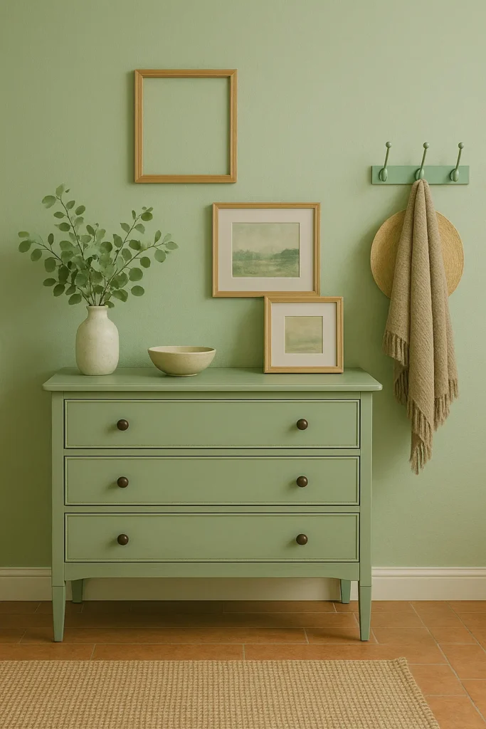 Relooking de mobilier vert amande et petits projets DIY