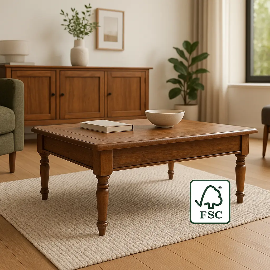 table basse coloniale certifiée FSC,