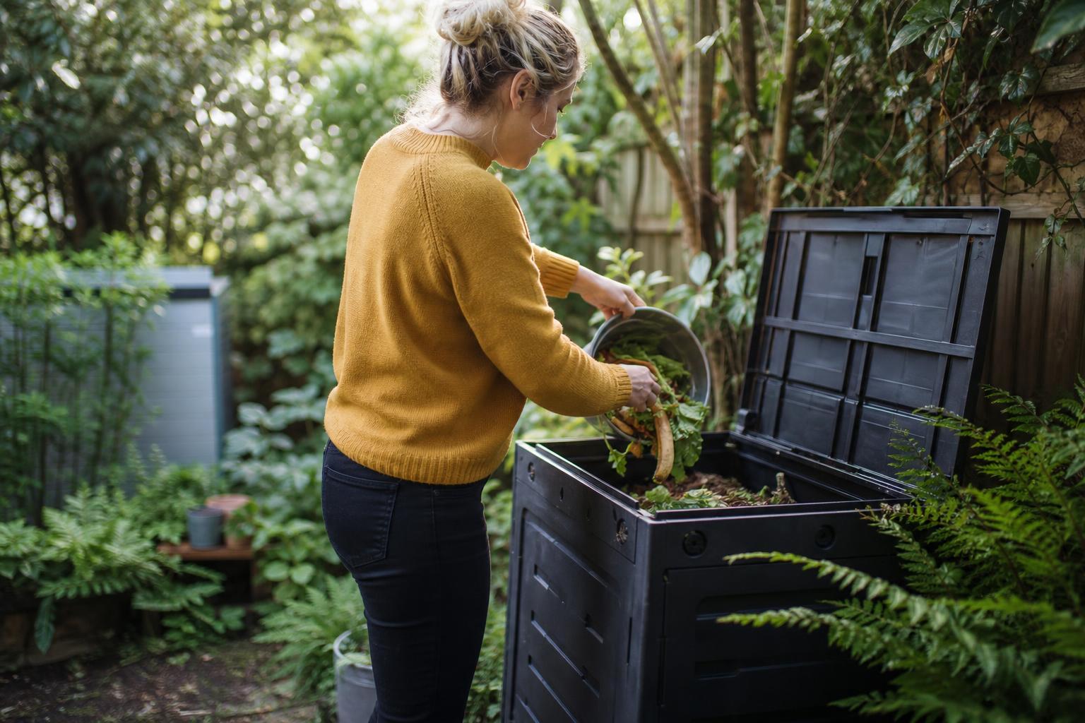 Bac à compost au fond du jardin pour valoriser les matières