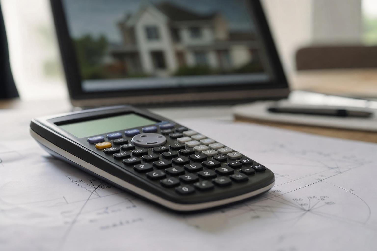 Calculette scientifique affichant la fonction tangente pour convertir une pente