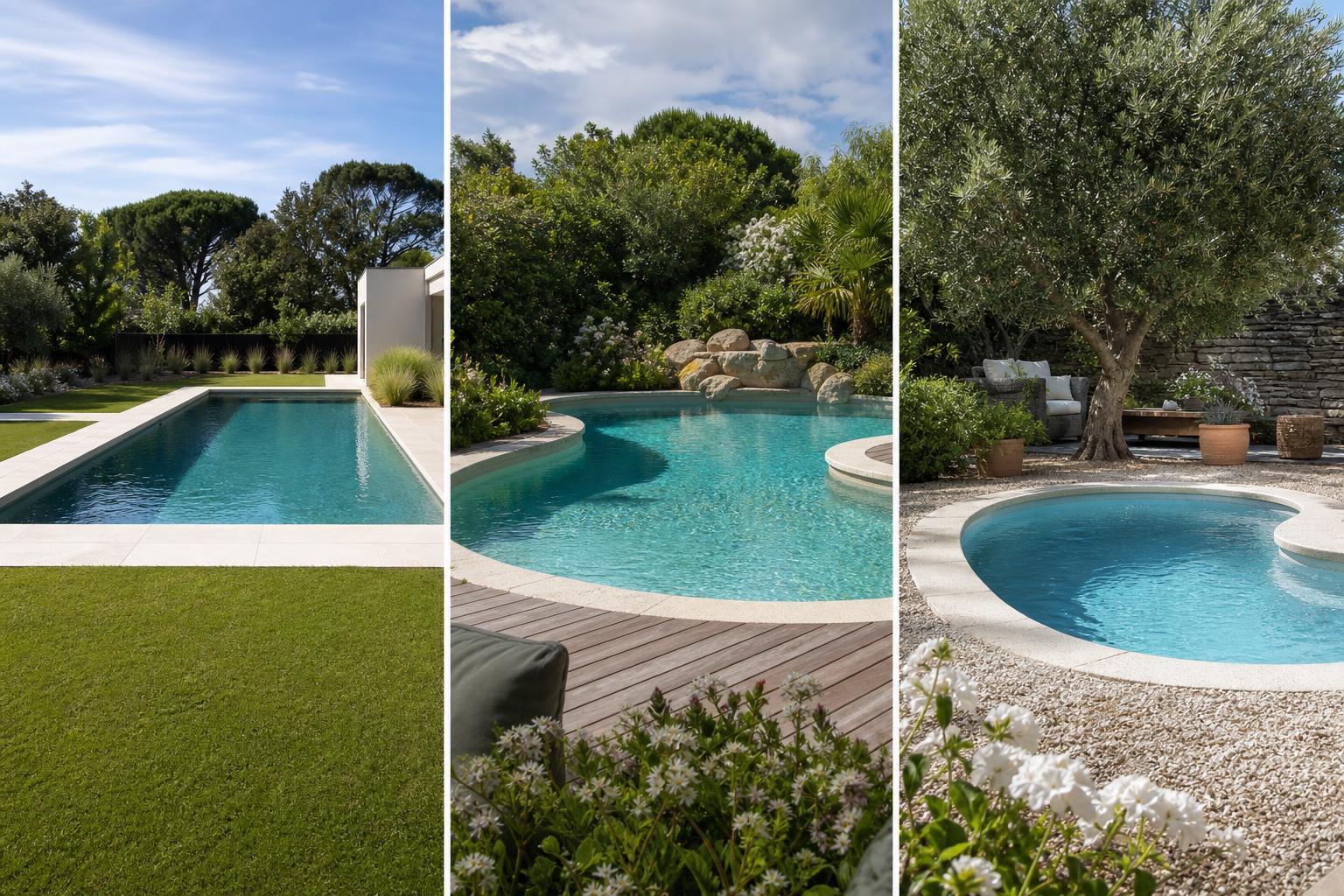 Comparaison de trois types de piscines enterrées dans des jardins