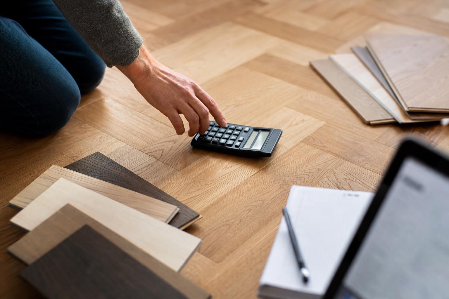 Estimation du budget d'un parquet bâton rompu avec échantillons et calculatrice