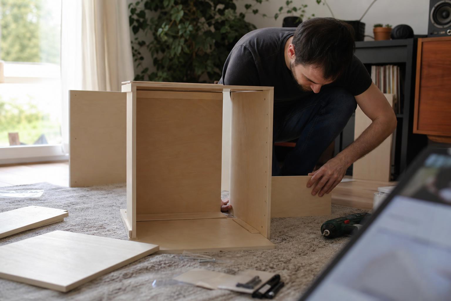 Montage d'un caisson en bois IKEA détourné pour un projet maison