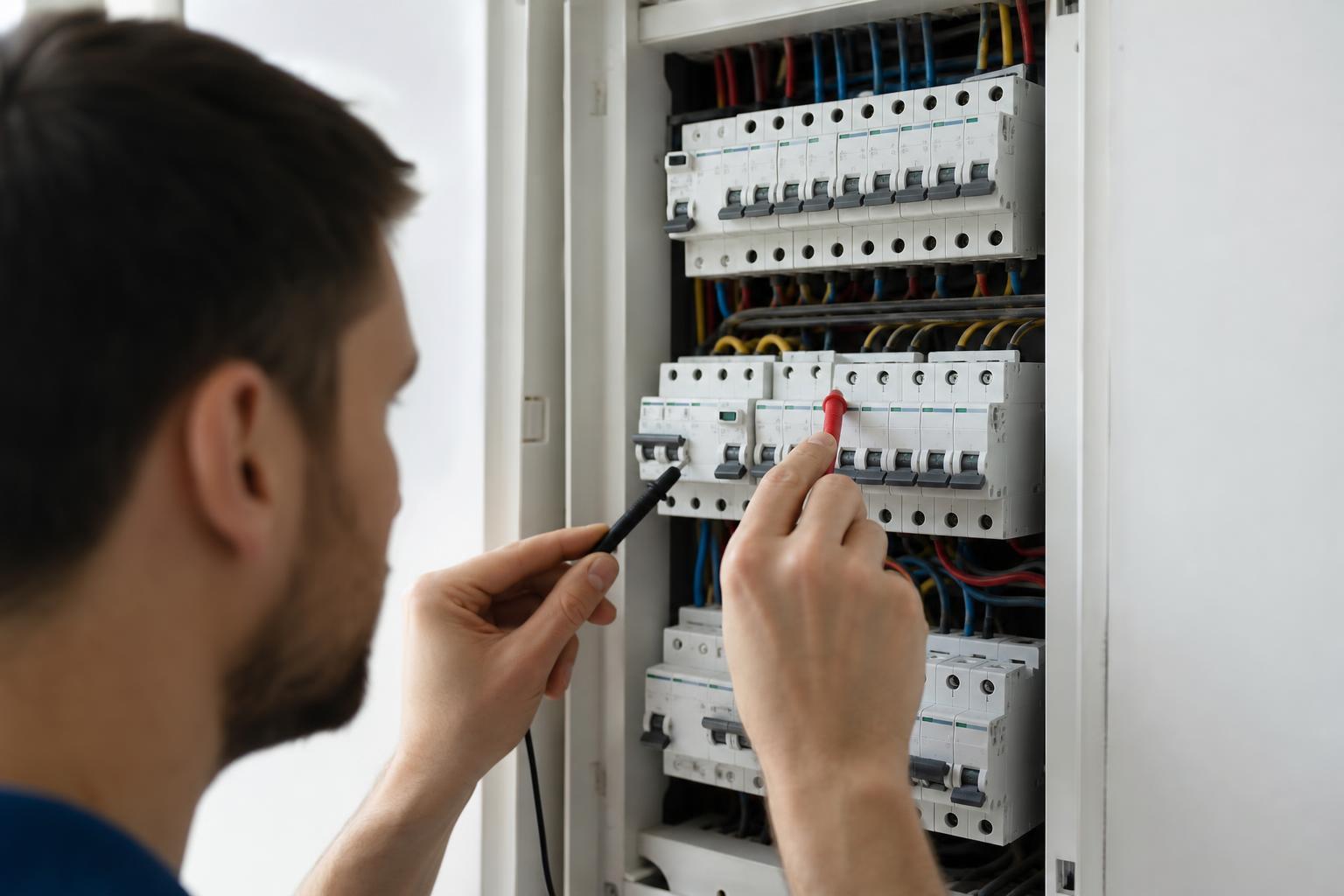 Tableau électrique avec interrupteurs différentiels 30 mA et disjoncteurs