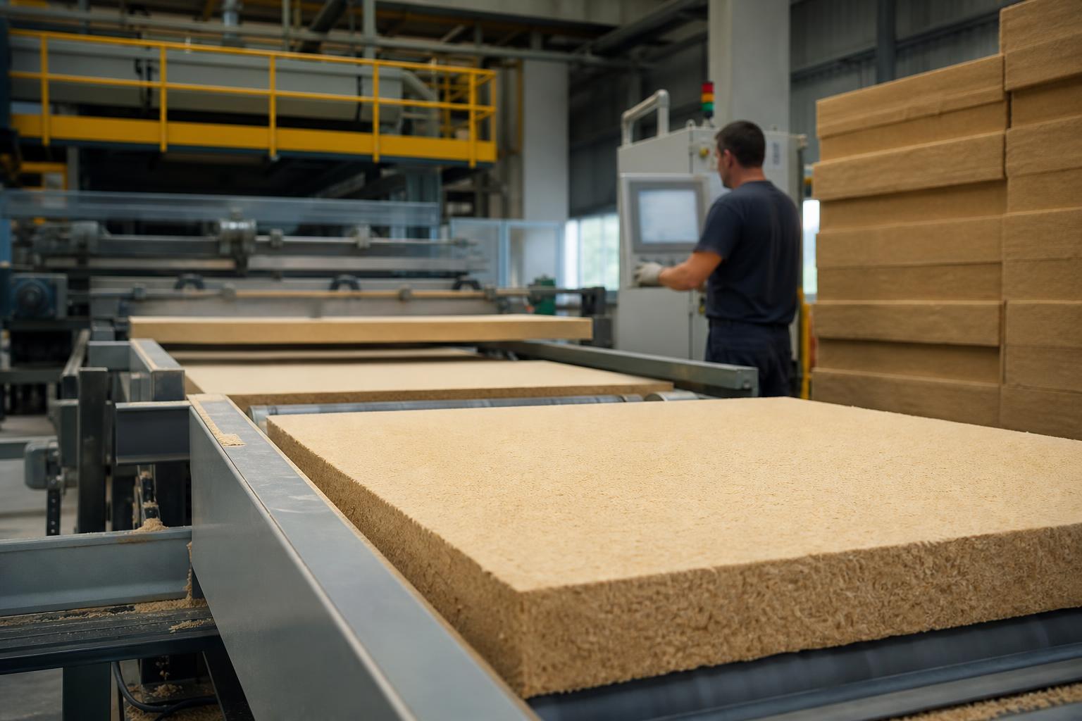 Usine allemande fabriquant des panneaux d'isolation en fibre de bois